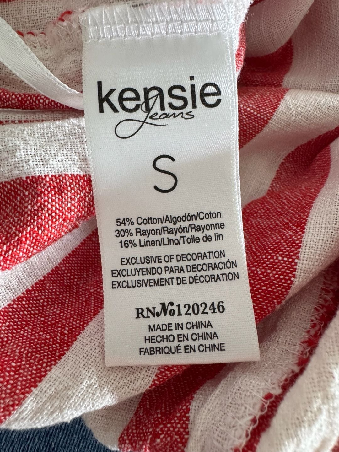 Kensie Jeans Red White Striped Linen Blend Wide Leg Cropped Jumpsuit Small 17