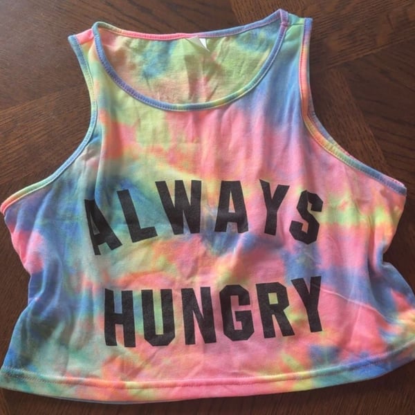 Always Hungry Tie-Dye Sleeveless Crop Tank Top