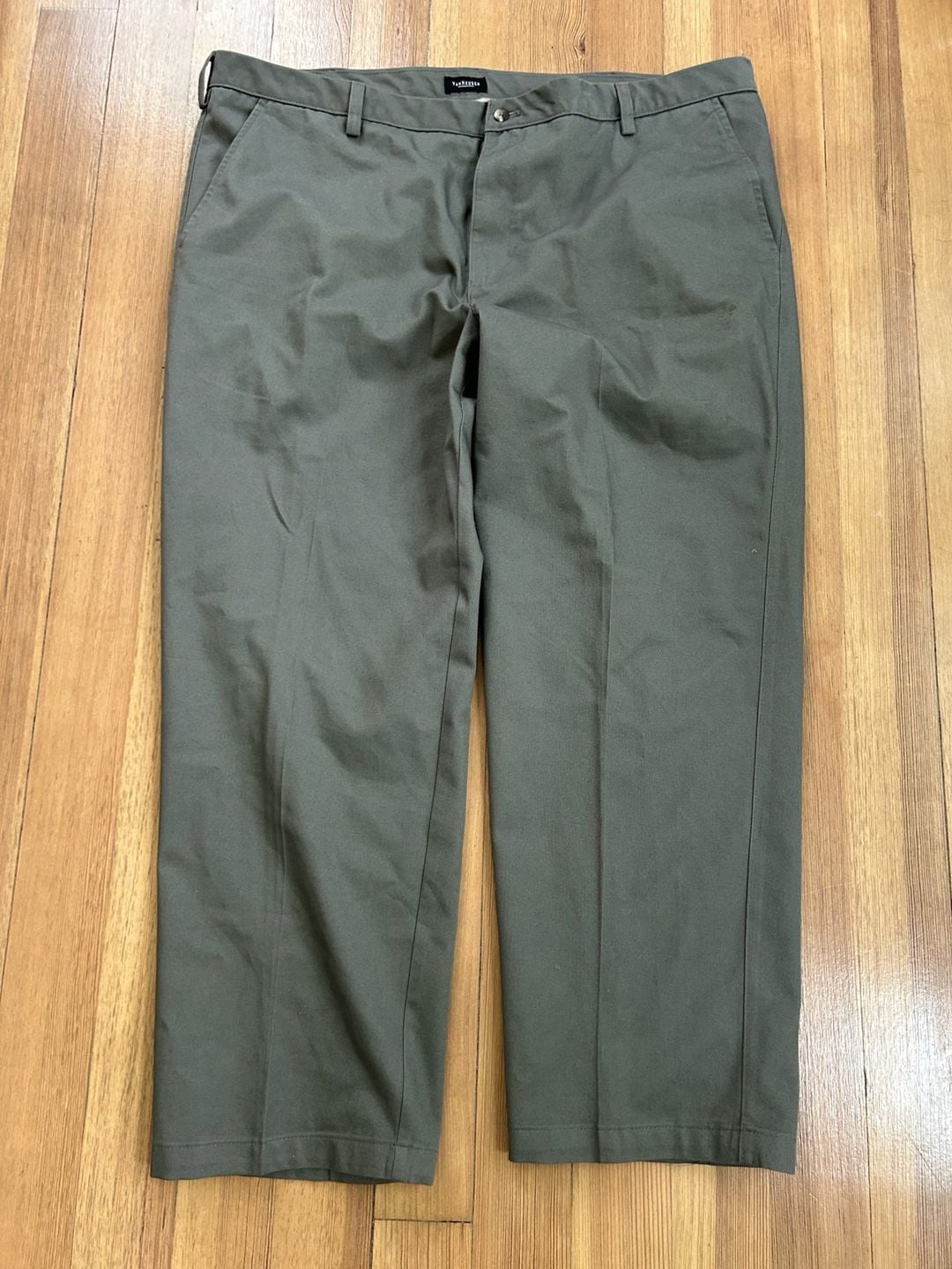 Van Heusen Men's 100% Cotton Flat Front Casual Chino Pants Olive Green 44x30 2
