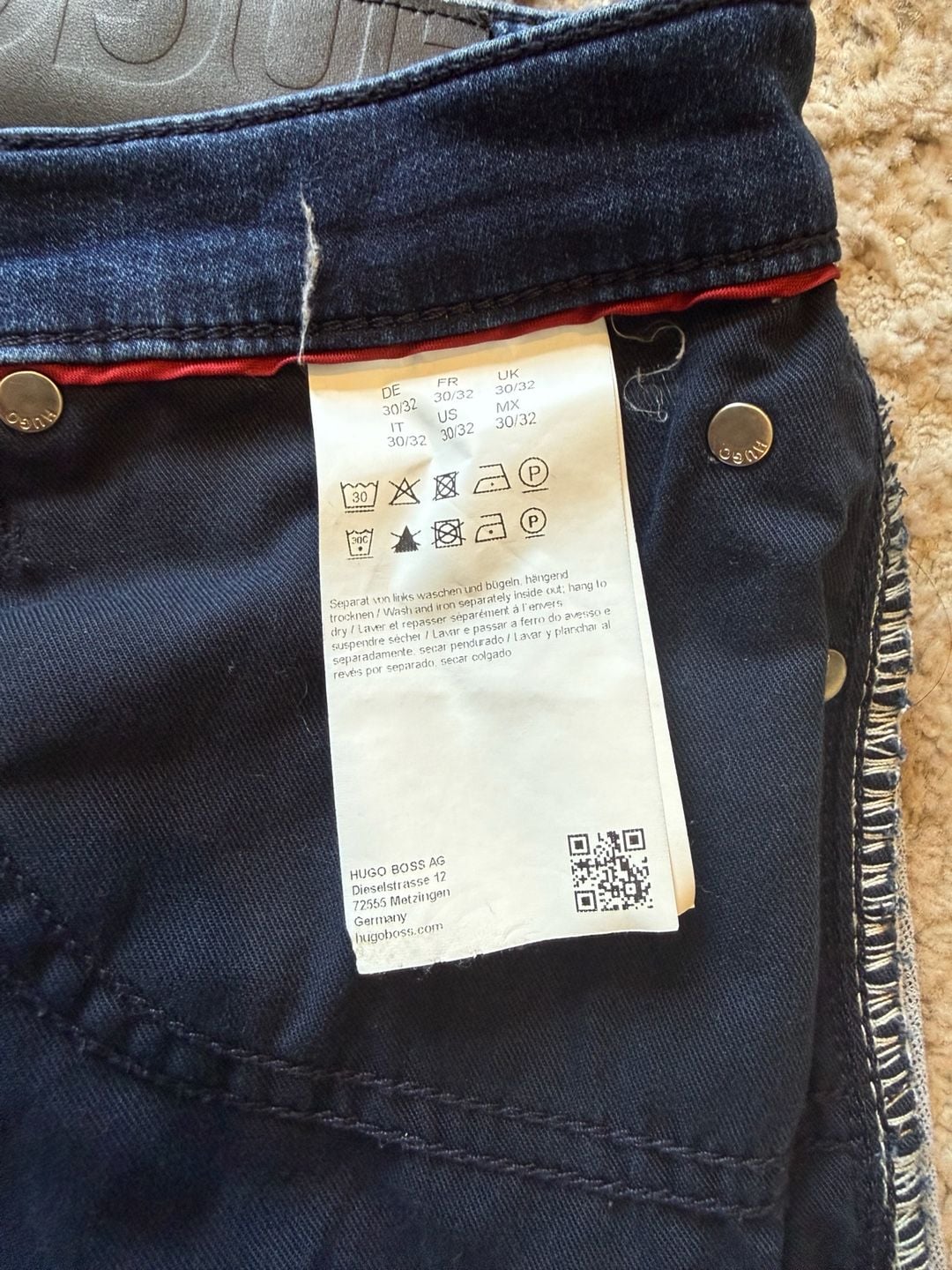 HUGO Hugo Boss Dark Wash Slim-Fit Jersey Denim Jeans 10