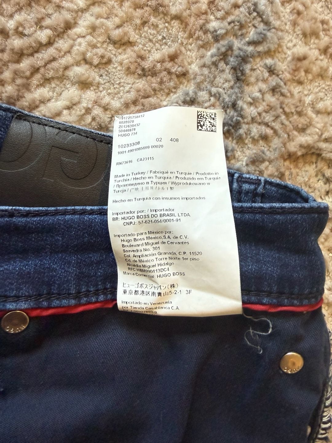 HUGO Hugo Boss Dark Wash Slim-Fit Jersey Denim Jeans 12