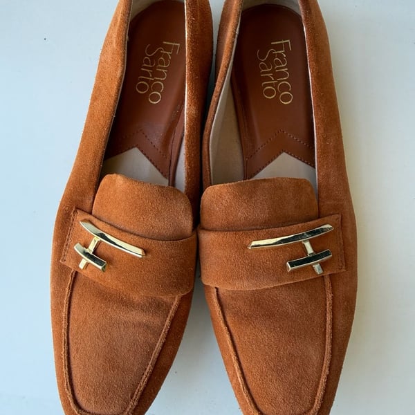 Franco Sarto Petola Suede Loafers with Gold-Tone Hardware