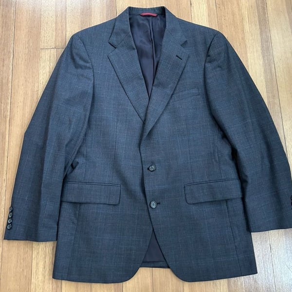 J.A. Bank Clothiers Men's Charcoal Grey Plaid Wool Suit Jacket Blazer