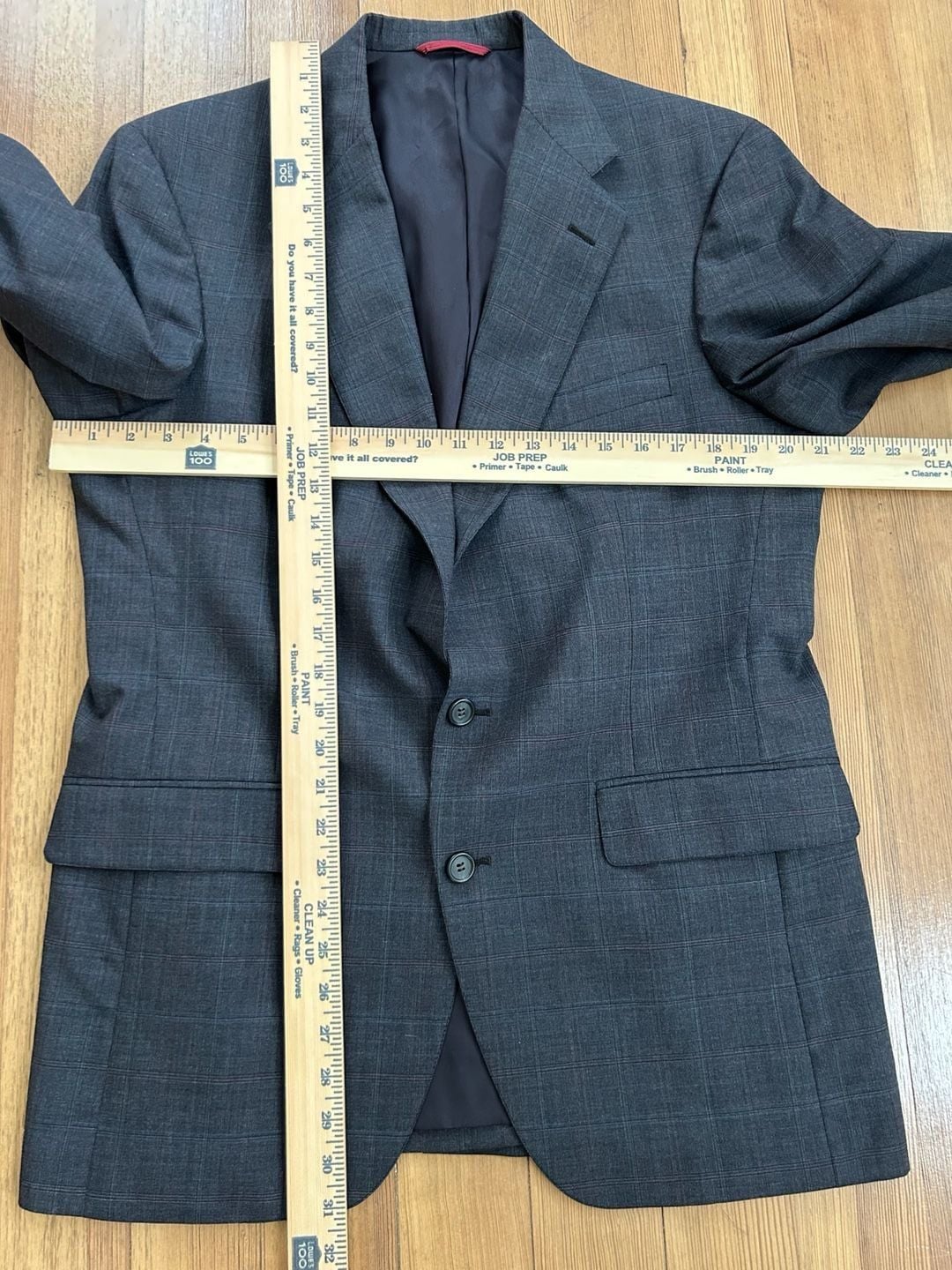 J.A. Bank Clothiers Men's Charcoal Grey Plaid Wool Suit Jacket Blazer 9