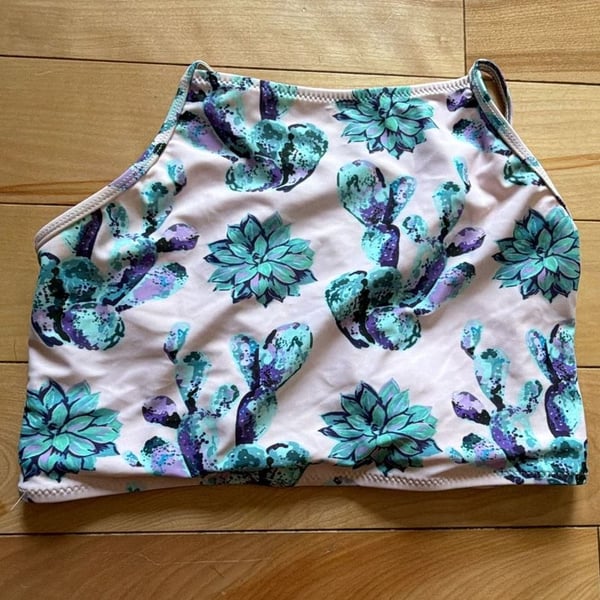 CUPSHE SIZE L Floral Cactus Print High-Neck Bikini top