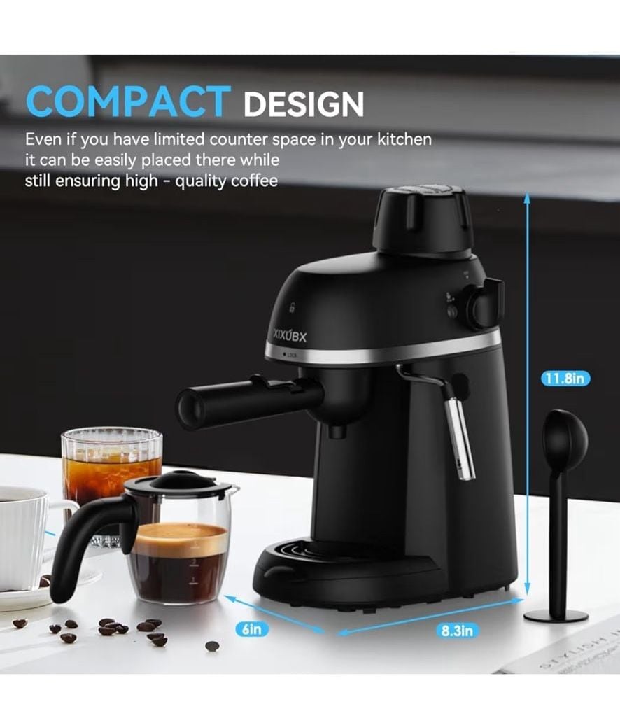 Coffee Machine, 3.5 Bar Espresso & Cappuccino Machine with Steam Wand, Compac... 4