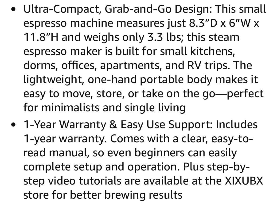 Coffee Machine, 3.5 Bar Espresso & Cappuccino Machine with Steam Wand, Compac... 15