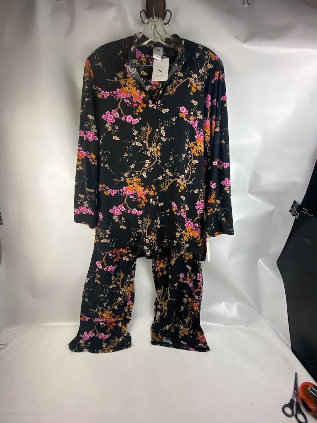 N Natori Floral Print Notch Collar Long Sleeve Pajama Set 1