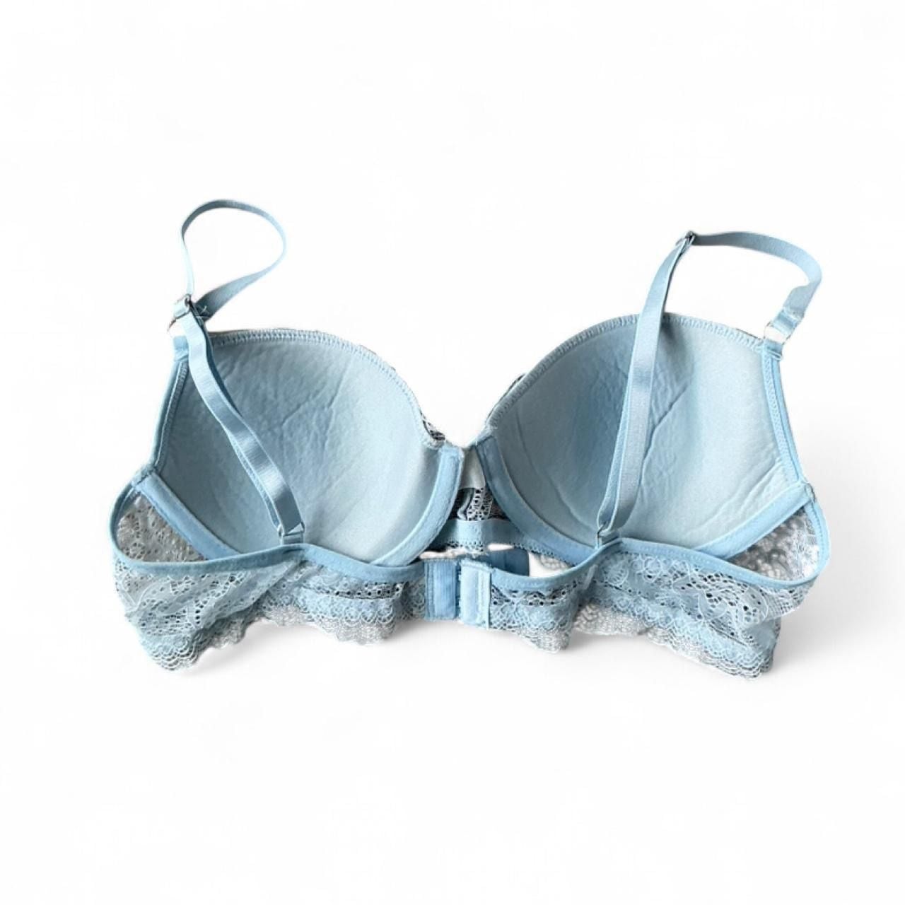Y2K Light Blue Lace Balconette Bra – Size Small 2