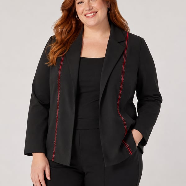 John Roberts Vintage Black Blazer with Red Contrast Stitching
15JC