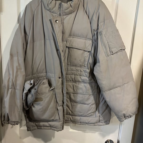 Vintage "DOWN COUNTRY" Duck Down Puffer Jacket SZ M Parka Beige brown THICK