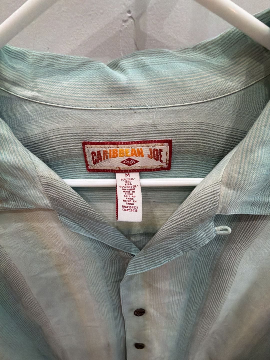 Caribbean Joe Men's Striped Silk Blend Short Sleeve Camp Shirt 2