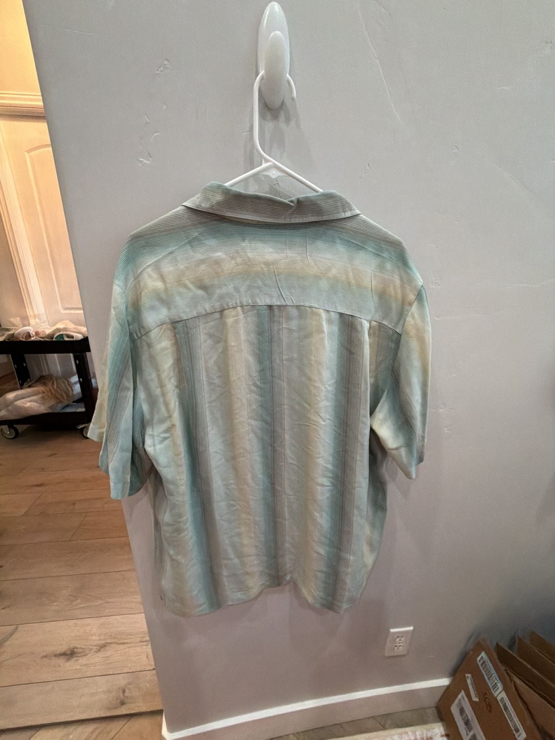 Caribbean Joe Men's Striped Silk Blend Short Sleeve Camp Shirt 3