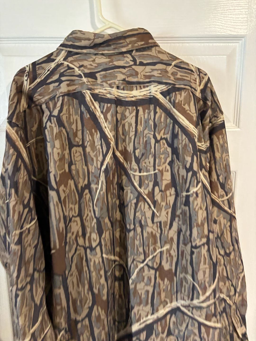 Vtg Cabela's Mens Bark Branch Camo Hunting Button Shirt LARGE TALL Made USA 7