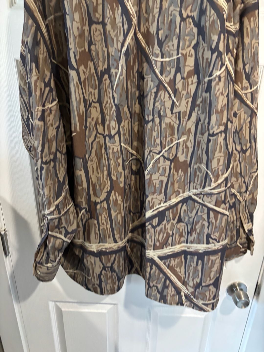 Vtg Cabela's Mens Bark Branch Camo Hunting Button Shirt LARGE TALL Made USA 8