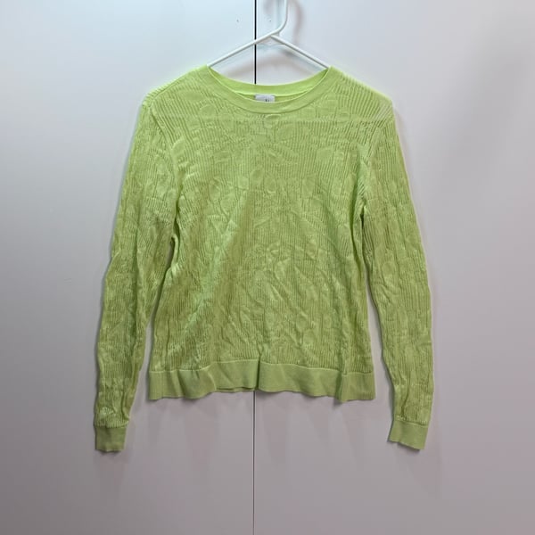 New 2026 Cabi Style 6655 Lime Green Textured Knit Pullover Sweater