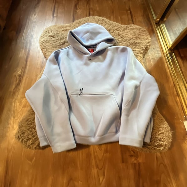 Nike Tech Fleece Oversized Pullover Hoodie in Aluminum/Glacier Blue