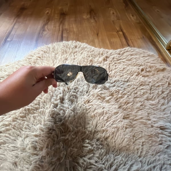Prada Linea Rossa Wrap Sunglasses with Red Logo Detail