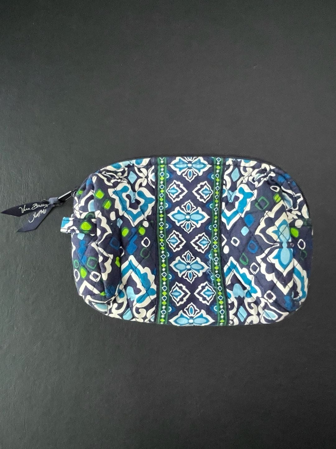 Vera Bradley Quilted Cotton Cosmetic Makeup Case in Ink Blue Medallion Pattern 2