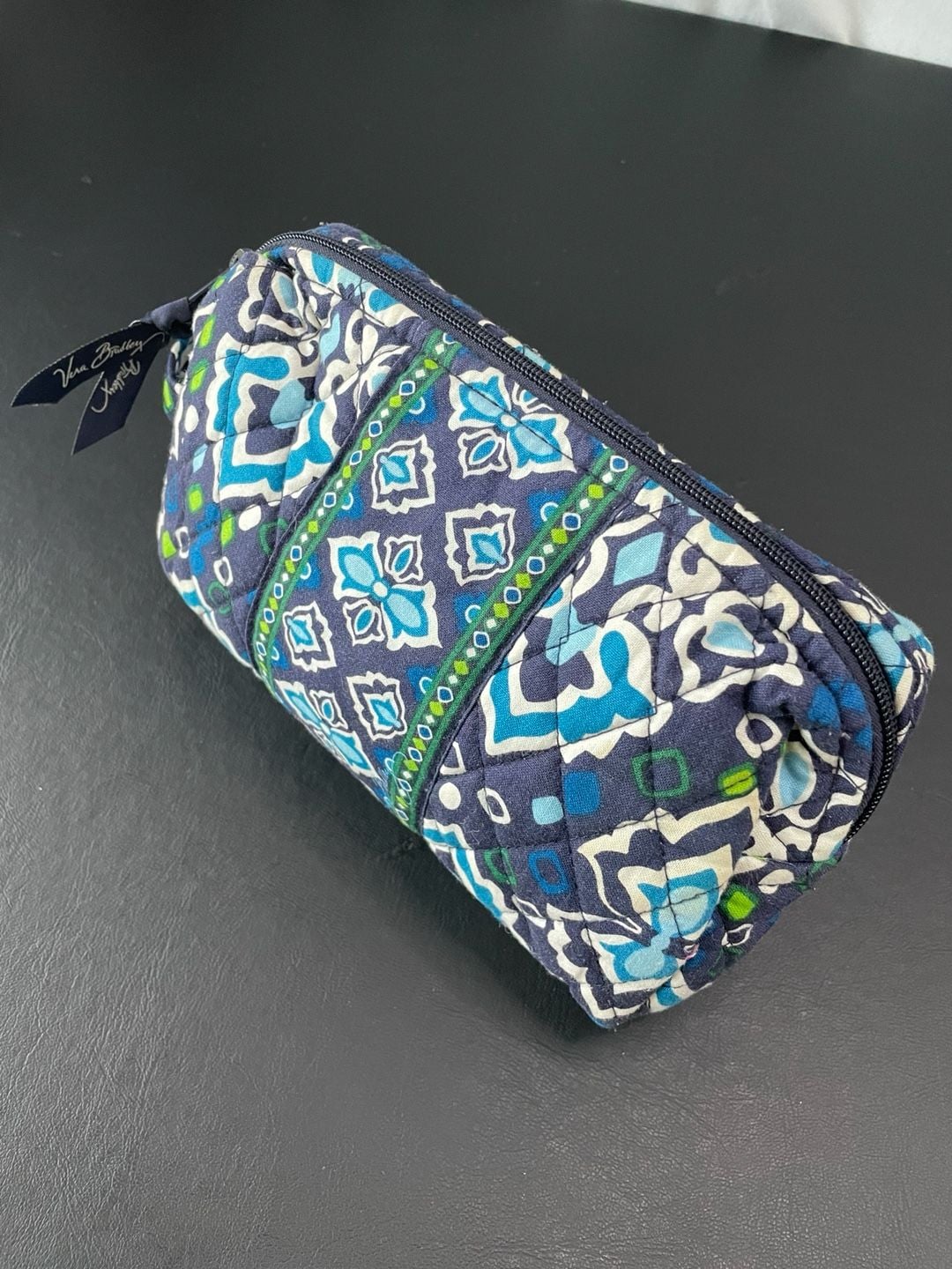 Vera Bradley Quilted Cotton Cosmetic Makeup Case in Ink Blue Medallion Pattern 3