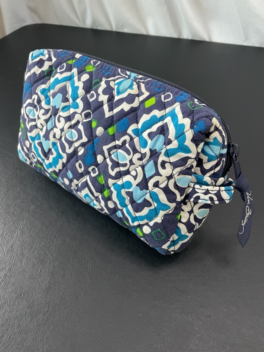 Vera Bradley Quilted Cotton Cosmetic Makeup Case in Ink Blue Medallion Pattern 5