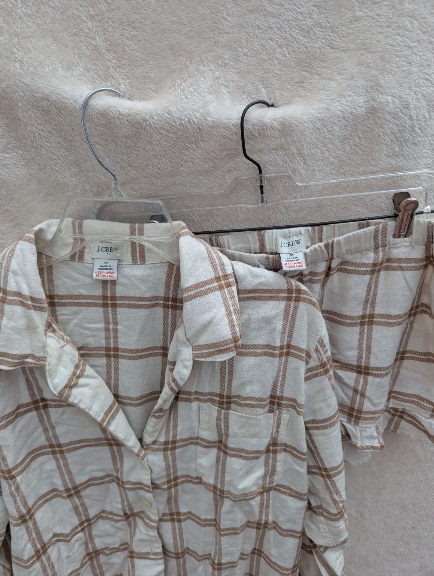 J.Crew Women's Plaid Flannel Pajama Set with Long Sleeve Button-Down Top and Ruffle Shorts 4