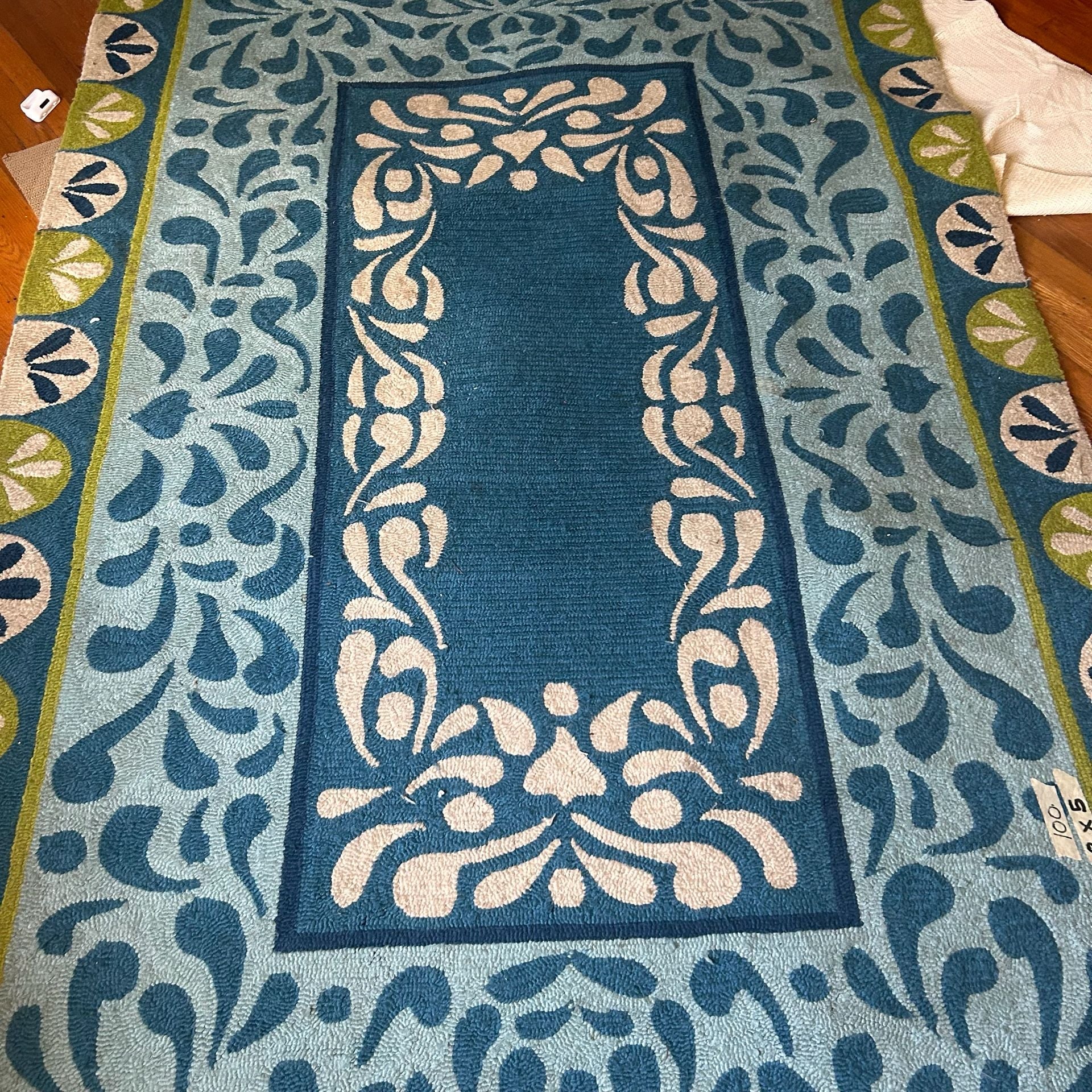 Grandin Road Colorfields Laurel Border Indoor/Outdoor Hand-Hooked Area Rug 3