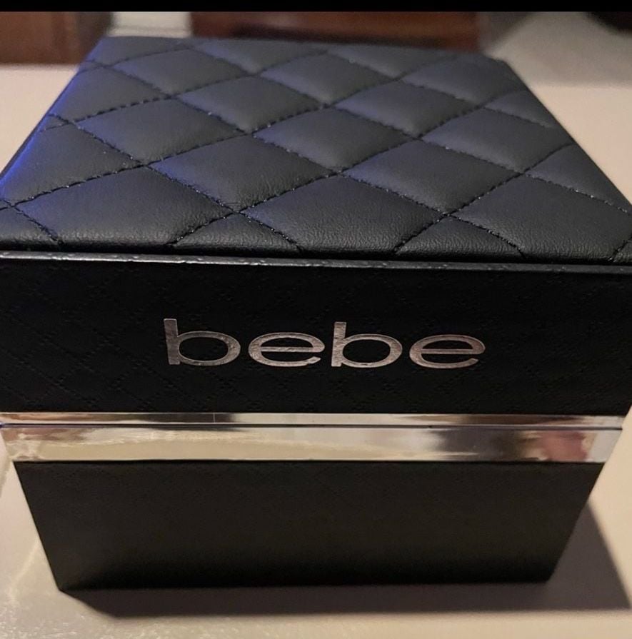 Bebe Women's Rhinestone Bezel Analog Watch and Bracelet Gift Set 1