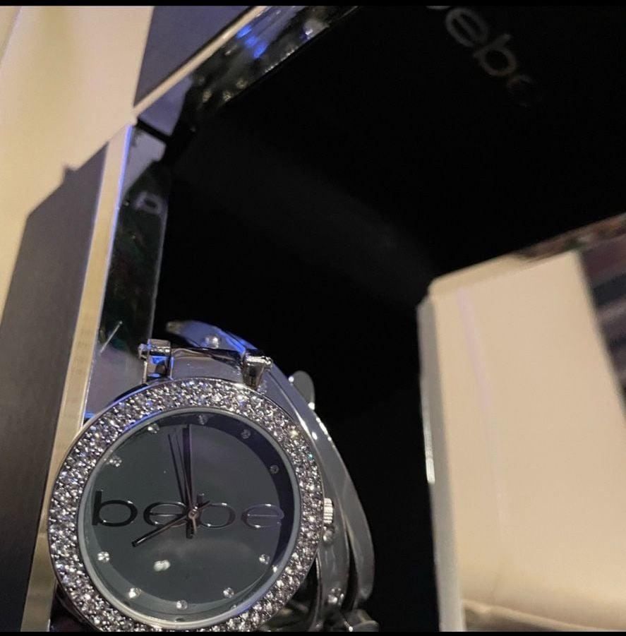 Bebe Women's Rhinestone Bezel Analog Watch and Bracelet Gift Set 2