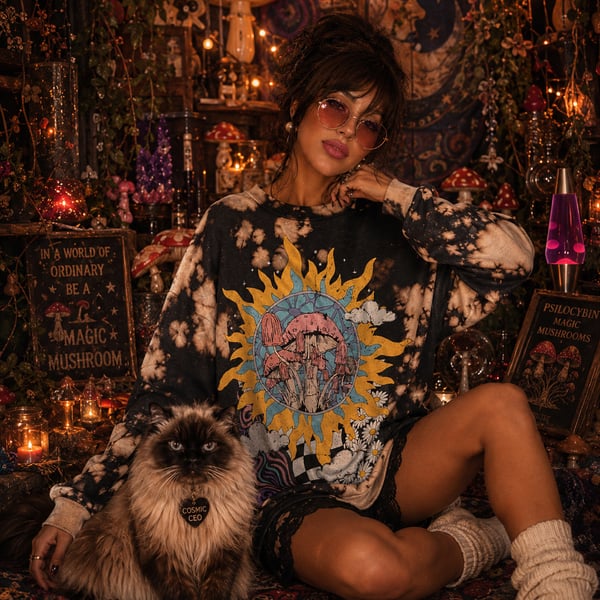 Mushroom Tye-Dye Sweatshirt Sz.M 7/8