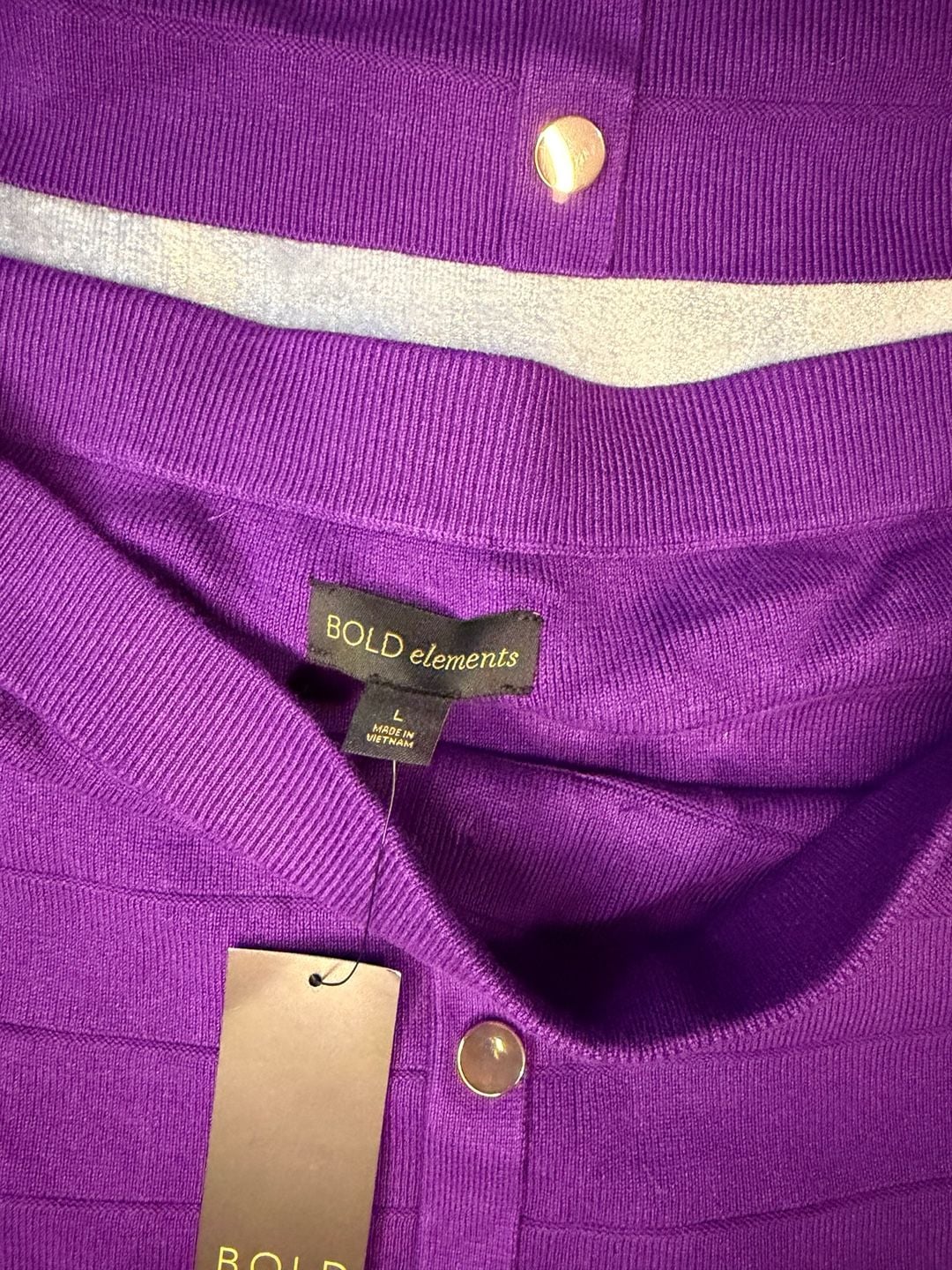 BOLD elements Women's Purple Two-Piece Ribbed Knit Tank Top and Button-Front Skirt Set 2