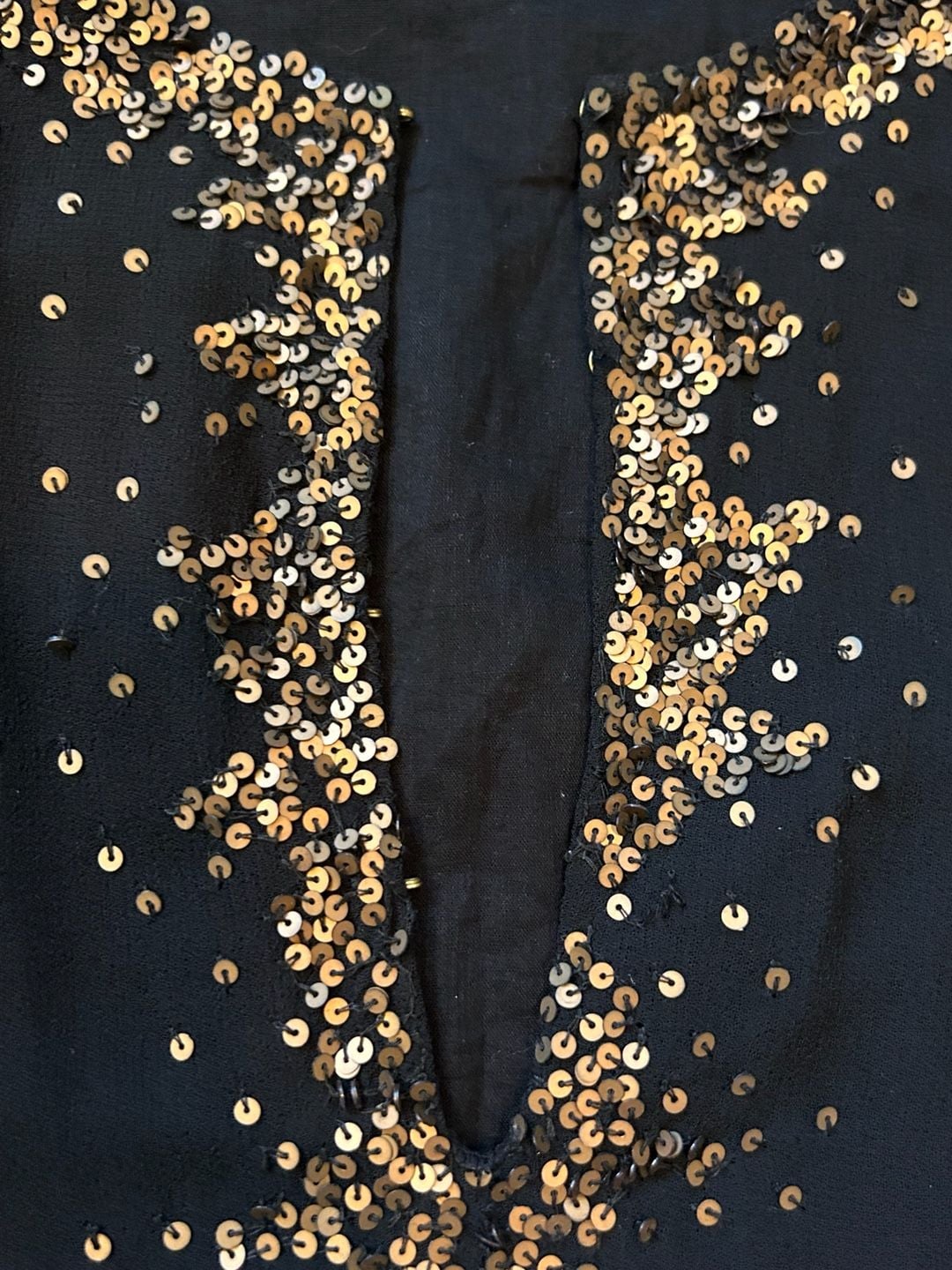 Antik Batik Black Bronze Sequin Embellished Sheer Long Sleeve Boho Tunic Dress 9