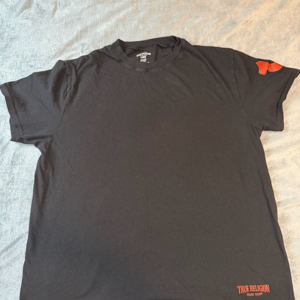 True Religion Brand jeans Black T-Shirt with Red Logo