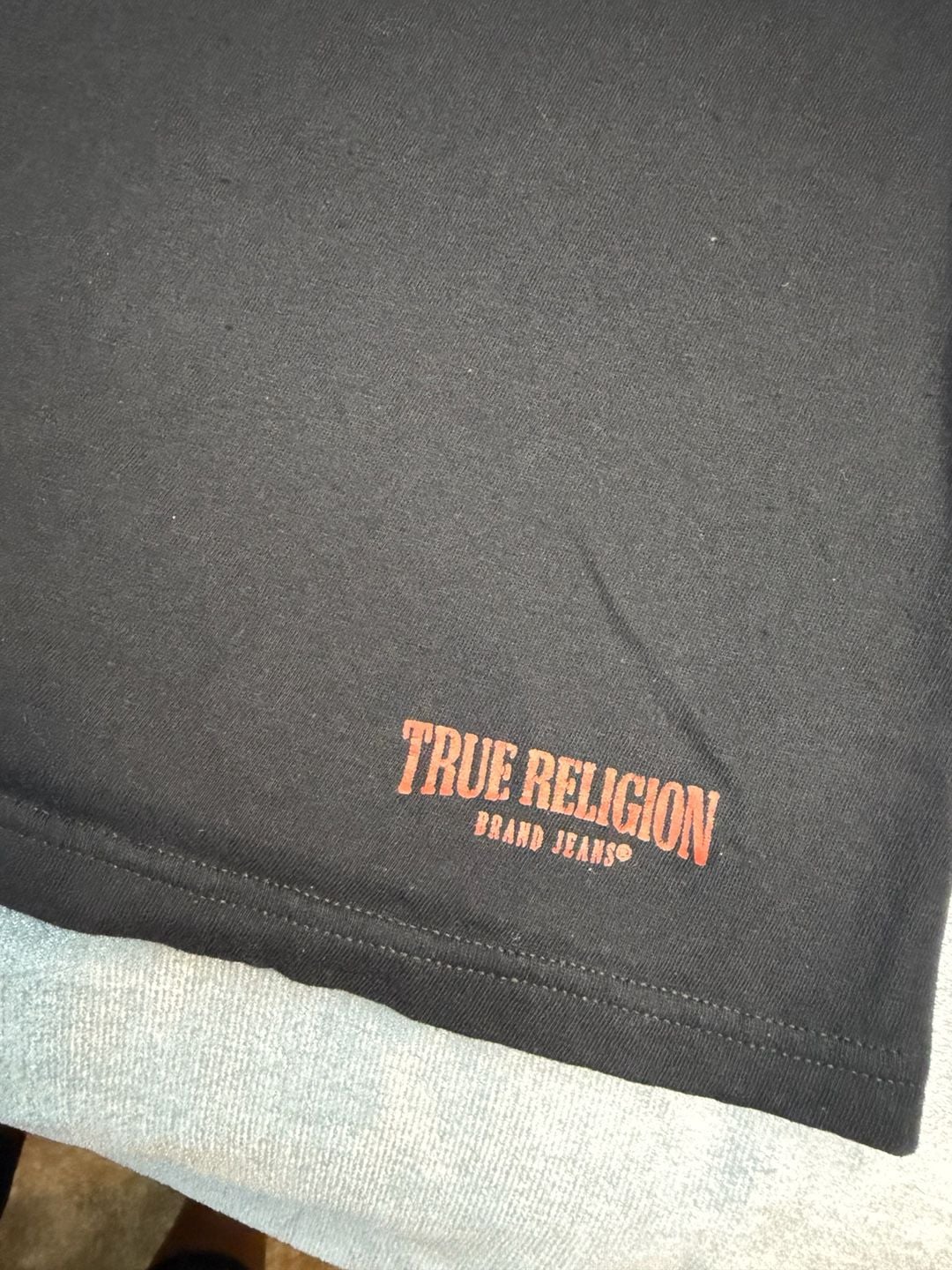 True Religion Brand jeans Black T-Shirt with Red Logo 3