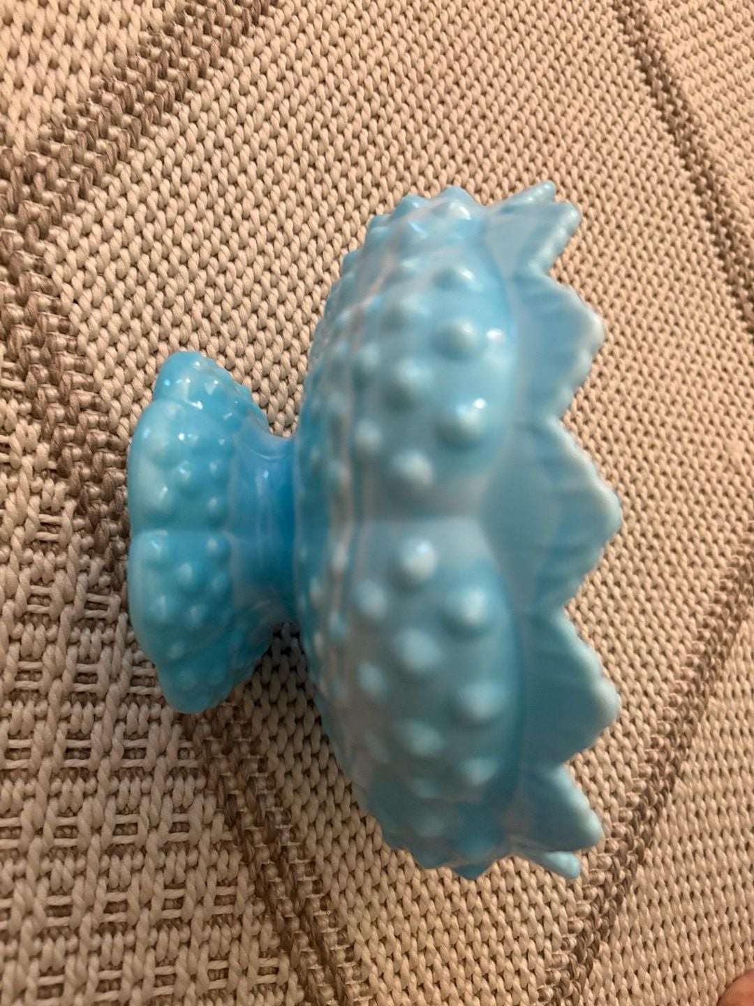 vintage Fenton hobnail pattern candle bowl, blue & white marbled slag glass, 10