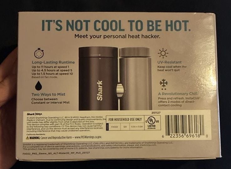 Shark ChillPill 3-in-1 Personal Fan, Mist, and InstaChill Cooling System 2