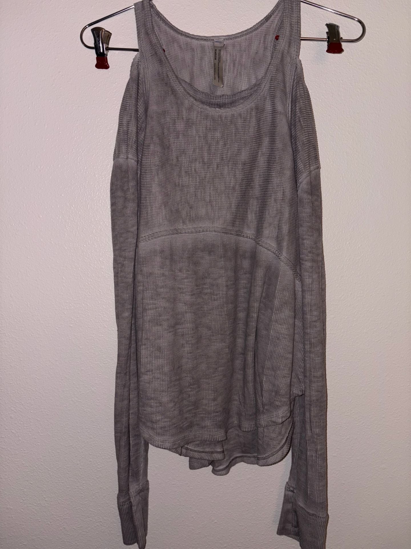 Free People Long Sleeve Cold Shoulder Ribbed Knit Top 2