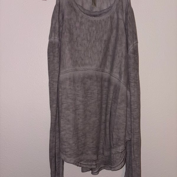 Free People Long Sleeve Cold Shoulder Ribbed Knit Top