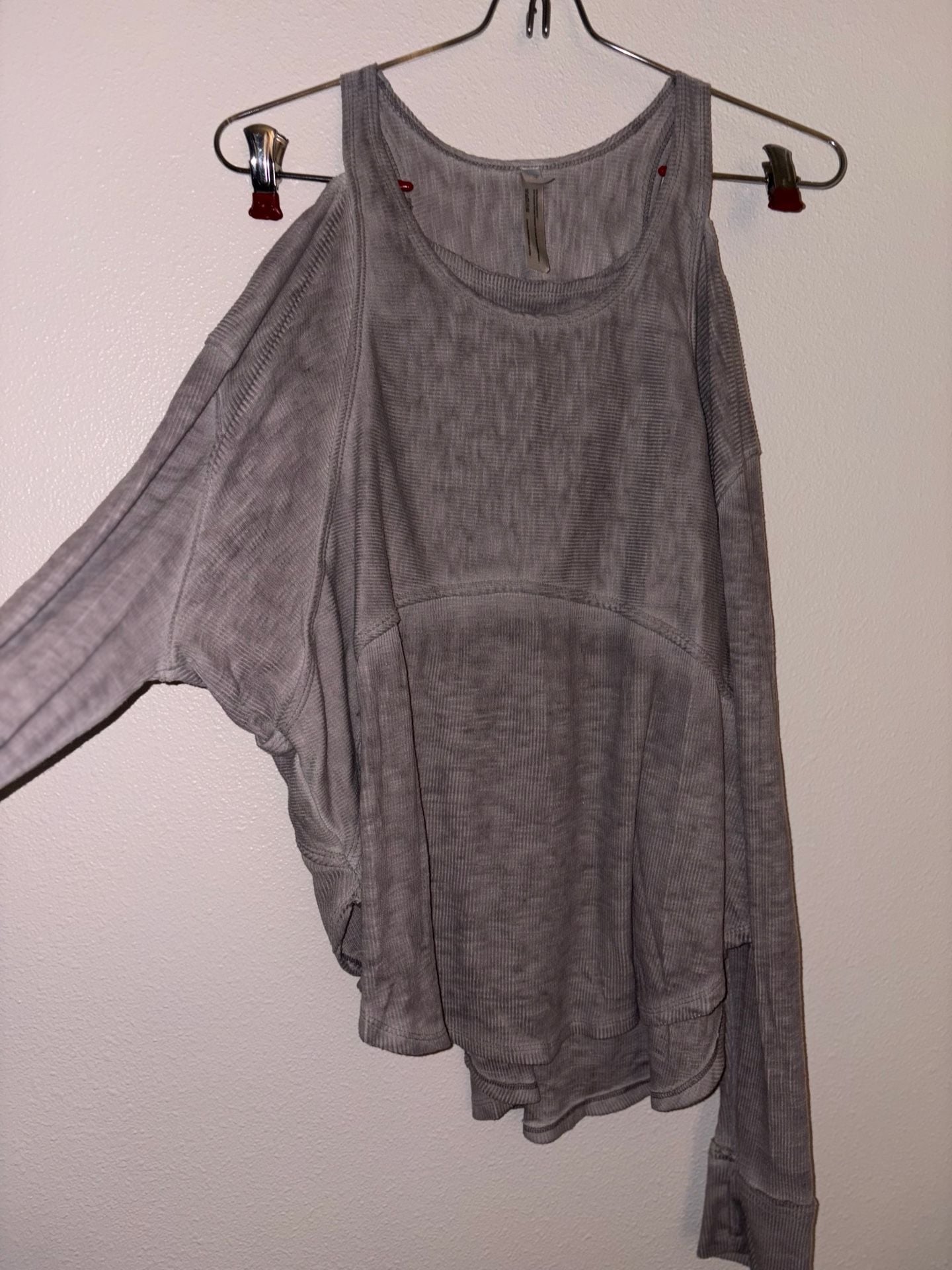 Free People Long Sleeve Cold Shoulder Ribbed Knit Top 5