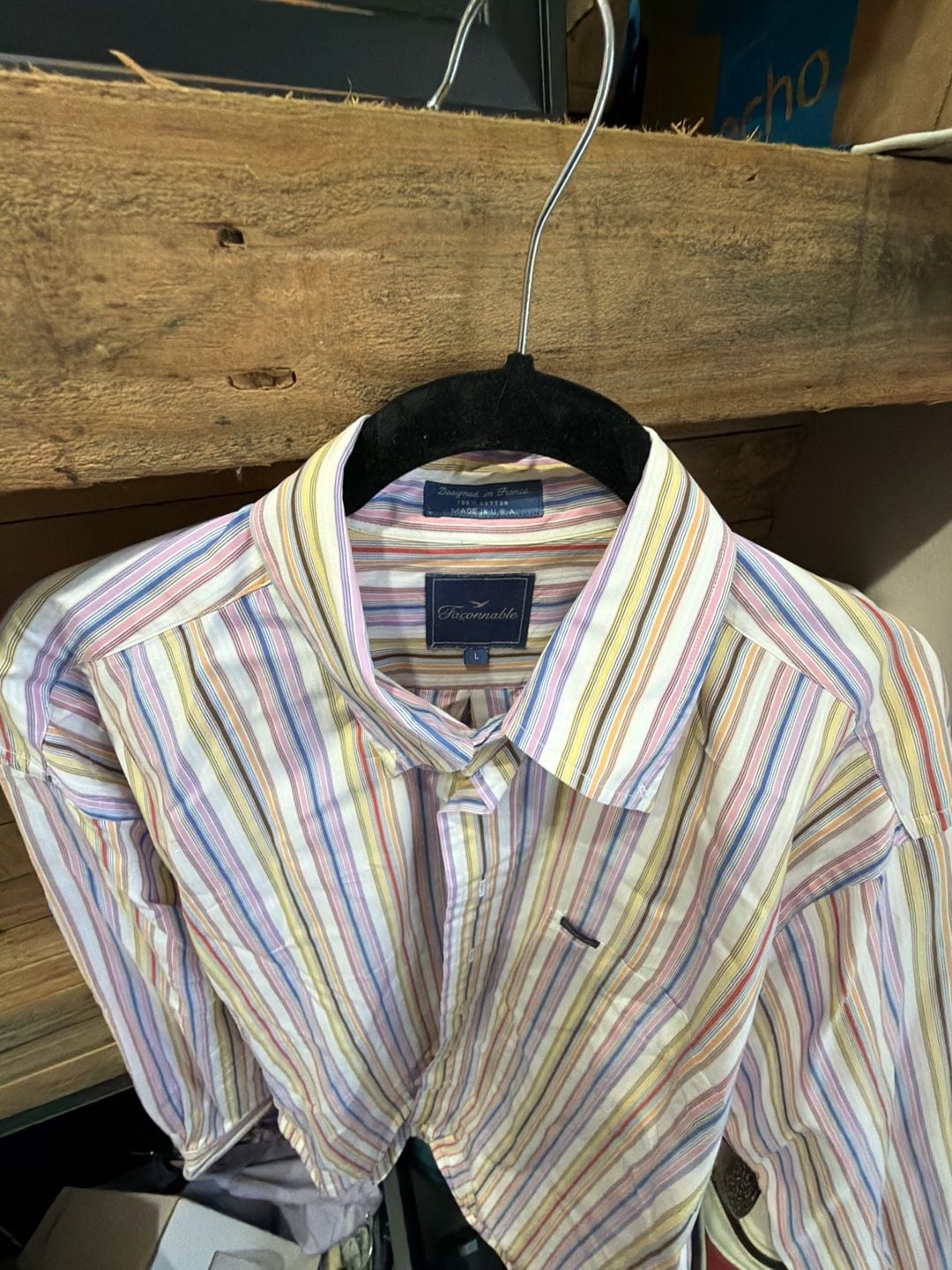 Faconnable Mens Multicolor Striped Long Sleeve Button-Down Shirt 1