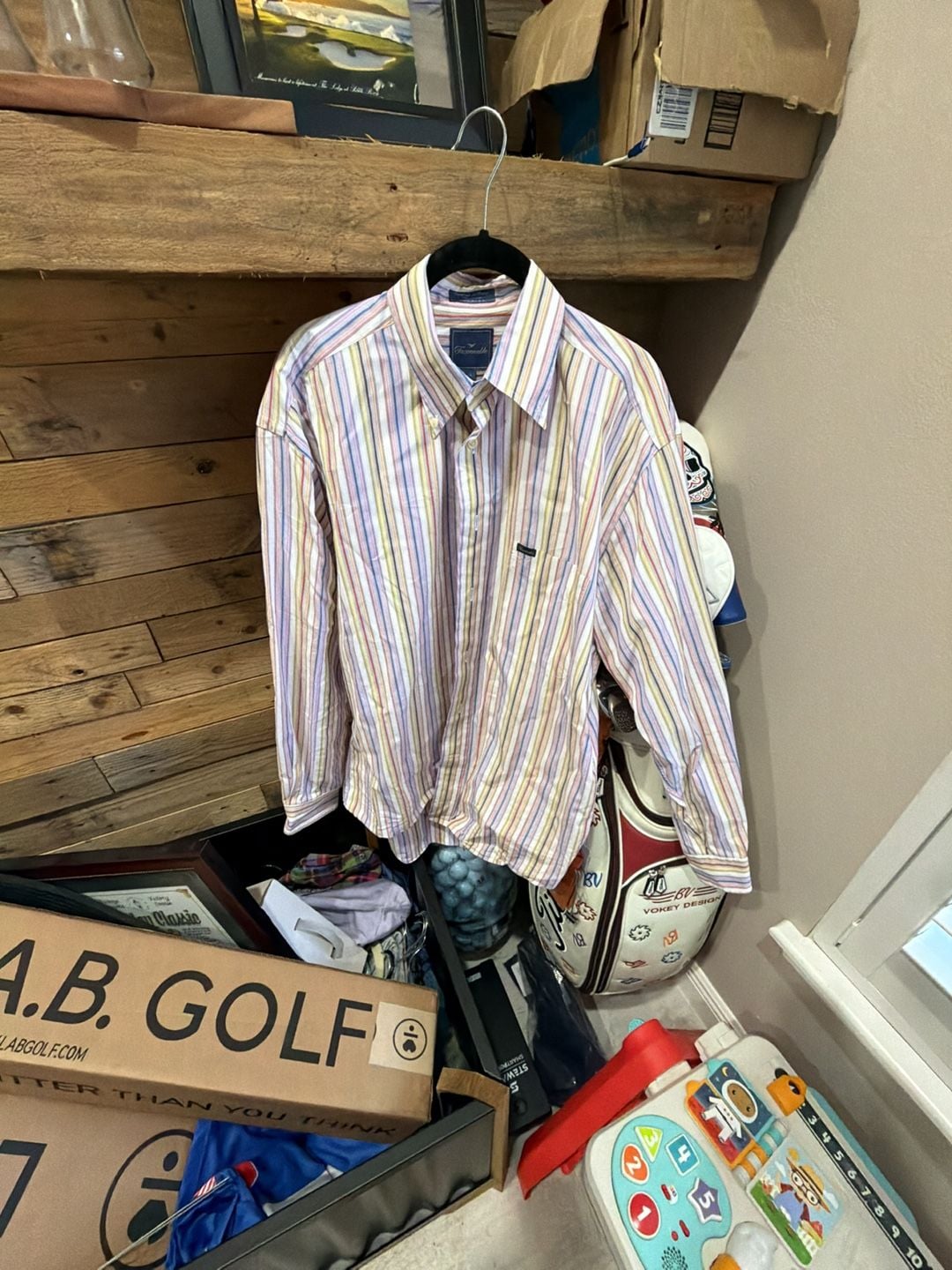 Faconnable Mens Multicolor Striped Long Sleeve Button-Down Shirt 2