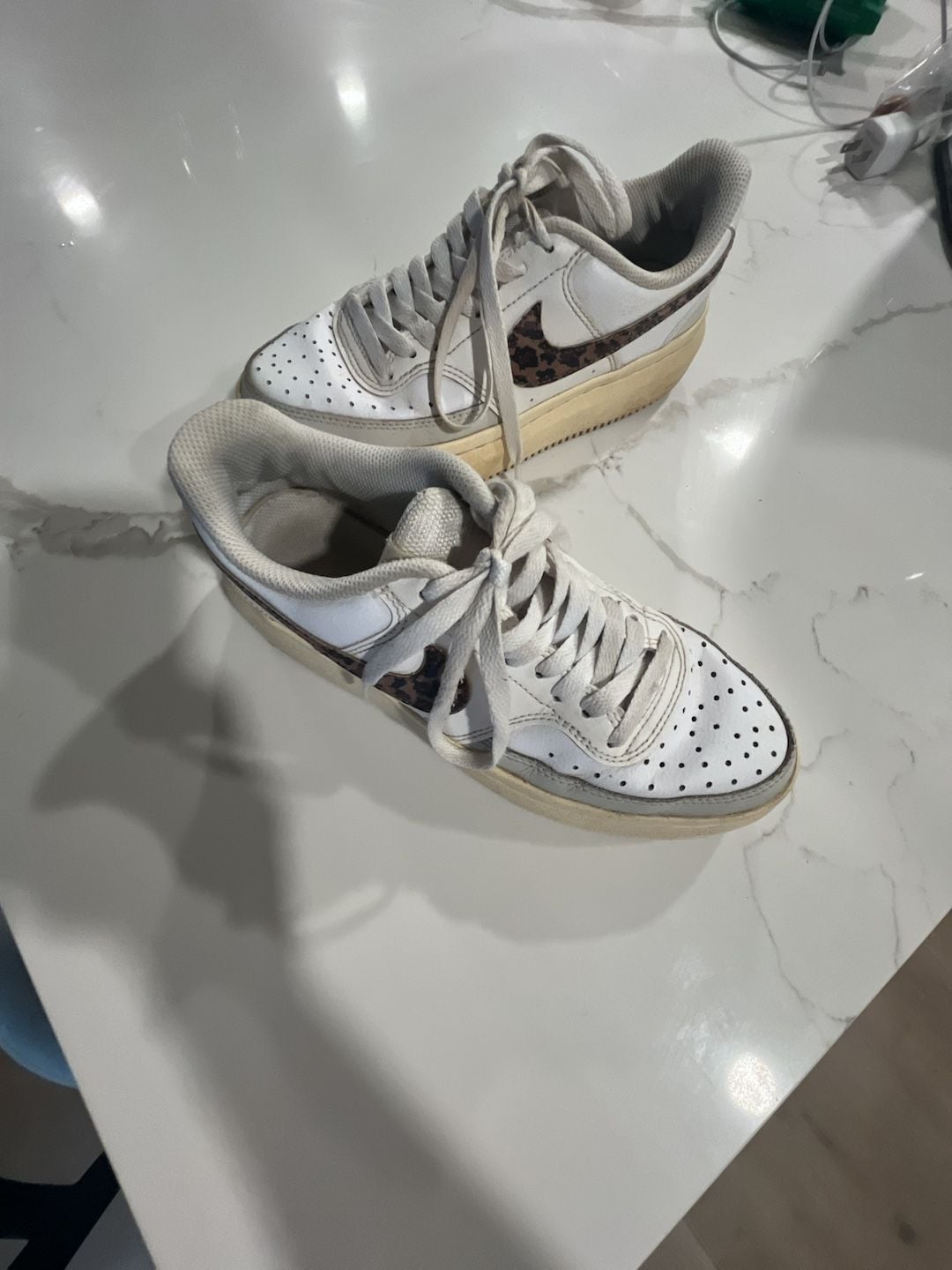 Nike Women's Court Vision Alta Platform Sneakers White/Leopard (Style DO2791-100) 2