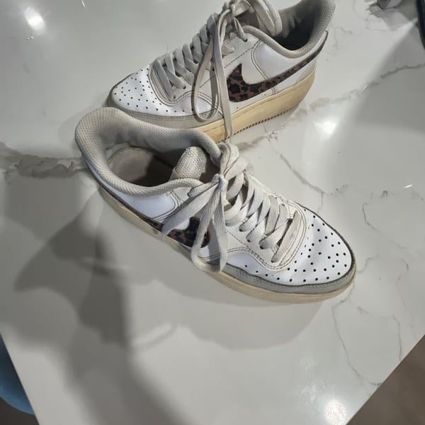 Nike Women's Court Vision Alta Platform Sneakers White/Leopard (Style DO2791-100)