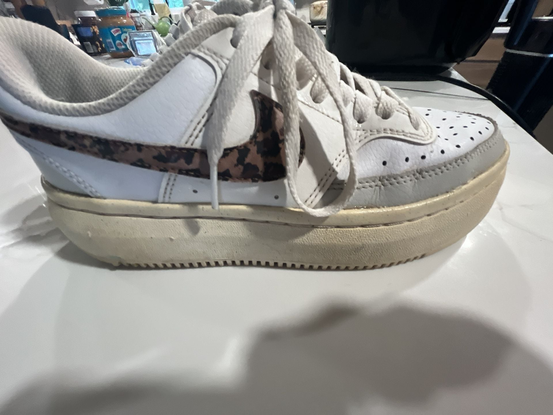 Nike Women's Court Vision Alta Platform Sneakers White/Leopard (Style DO2791-100) 3