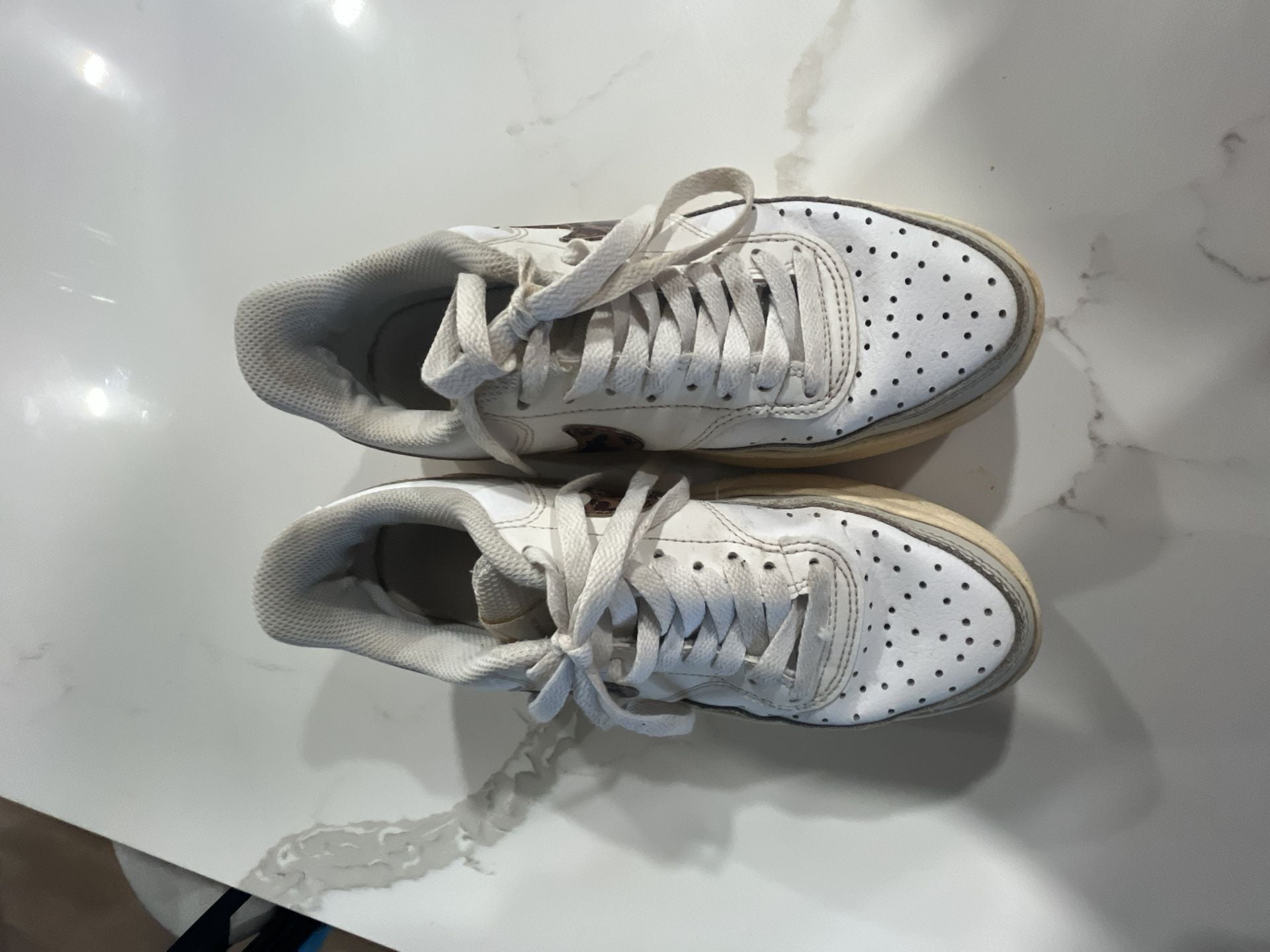 Nike Women's Court Vision Alta Platform Sneakers White/Leopard (Style DO2791-100) 5