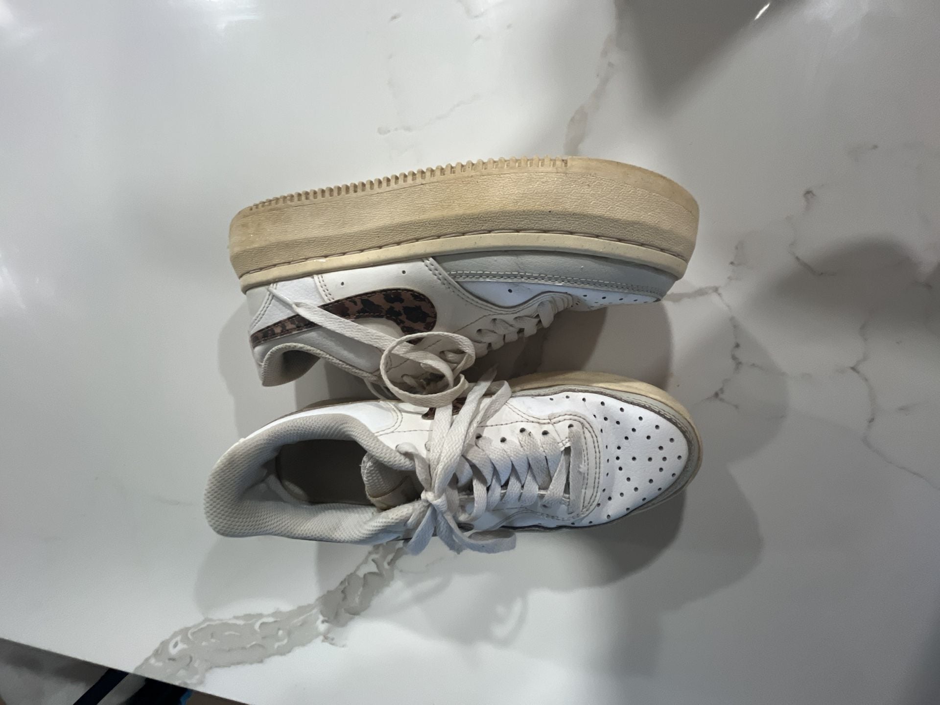 Nike Women's Court Vision Alta Platform Sneakers White/Leopard (Style DO2791-100) 7