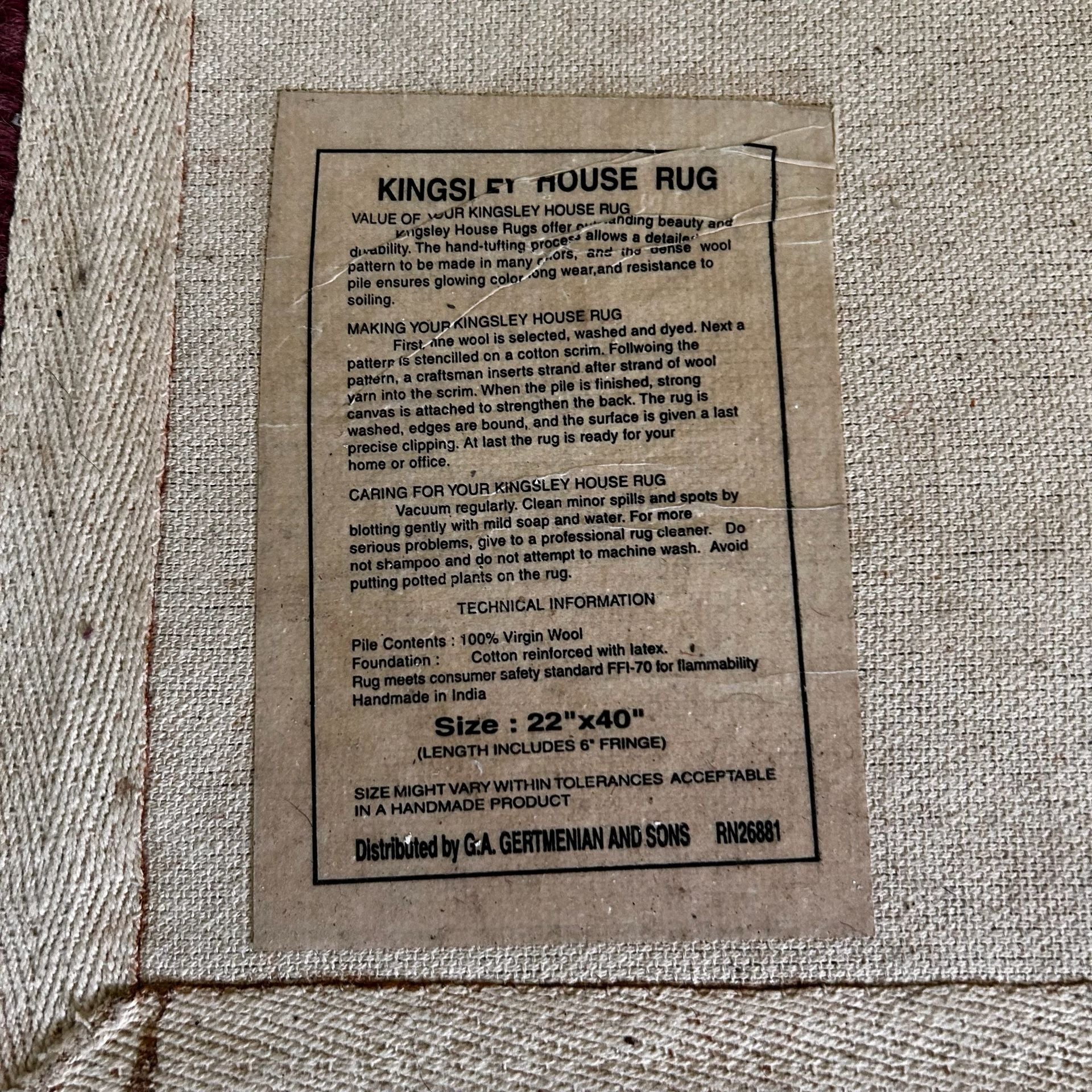 Kingsley House Hand-Tufted Wool Accent Rug, 22"x40" 2