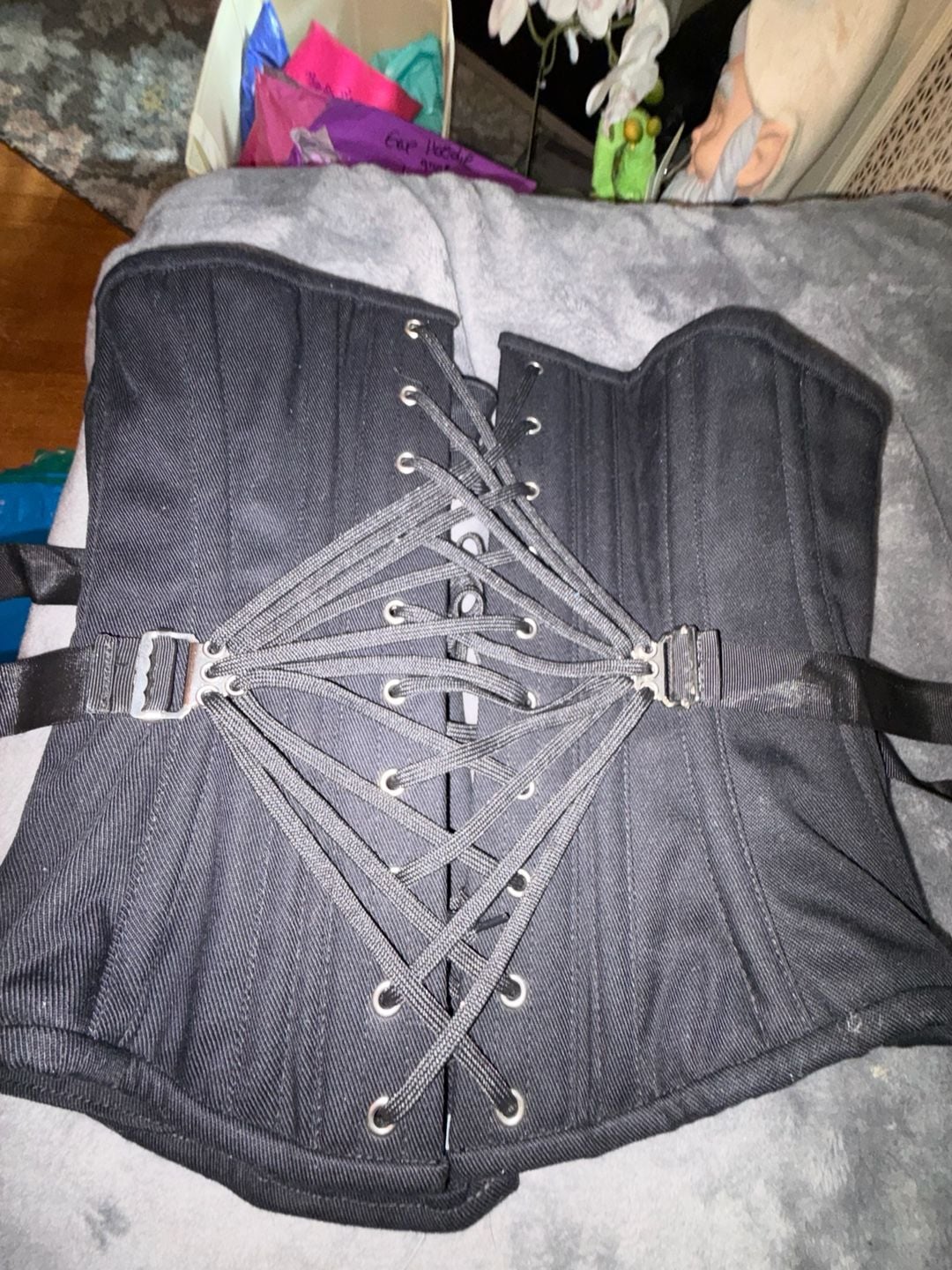 Hourglass Angel HA208 Black Cotton Underbust Corset Size 22 4