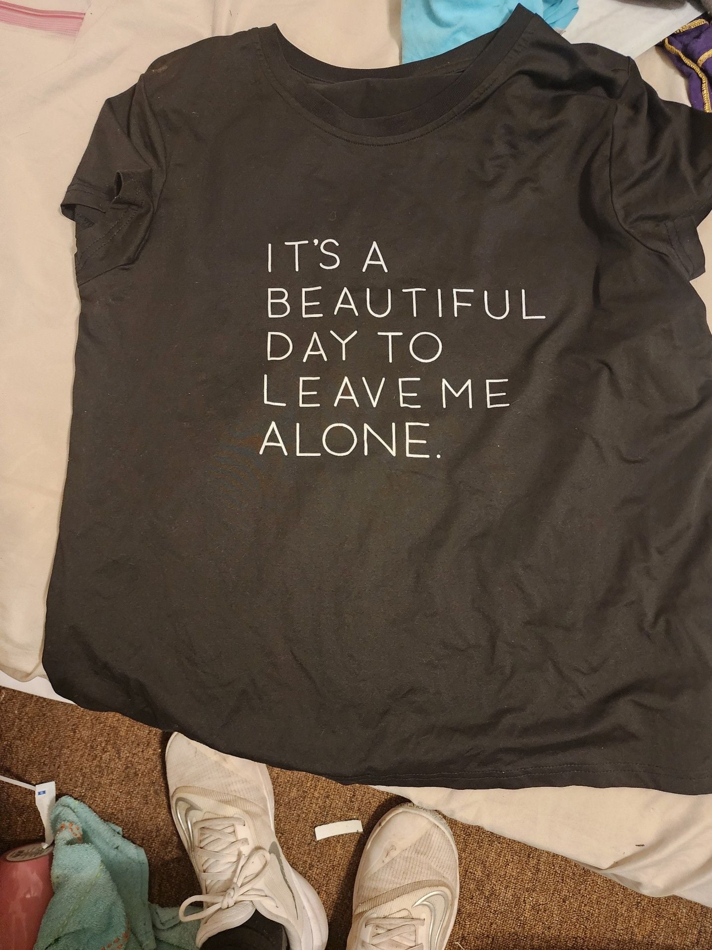It's A Beautiful Day To Leave Me Alone Graphic T-Shirt Black XXL 2