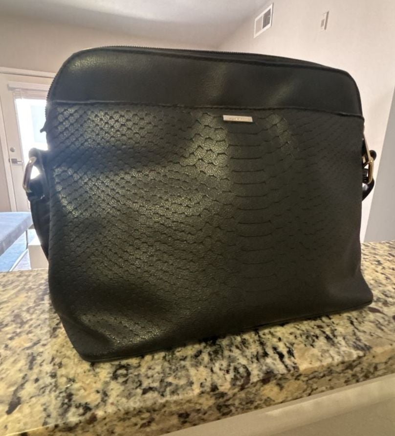 Lovevook Black Snakeskin Embossed Faux Leather Crossbody Bag 2